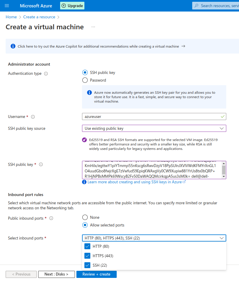 Create VM Instance in Azure