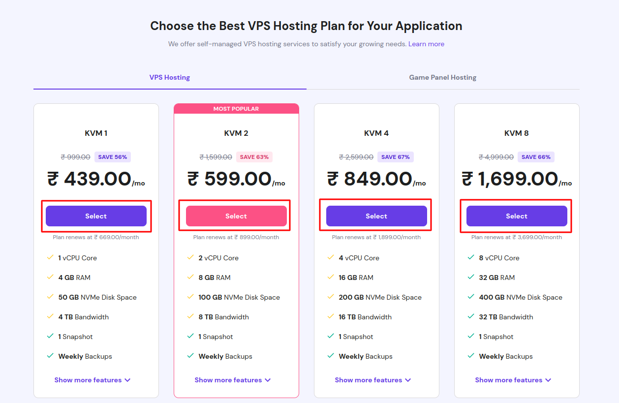 Create a VPS in Hostinger