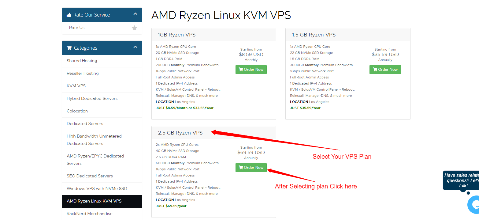 Create a VPS in Racknerd