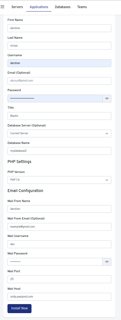 Auto deploy form