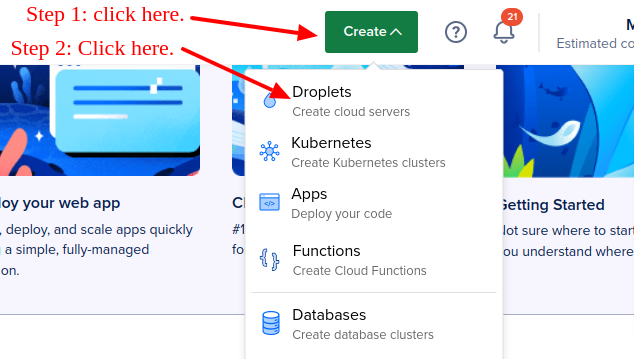 Create a Droplet - Step 1