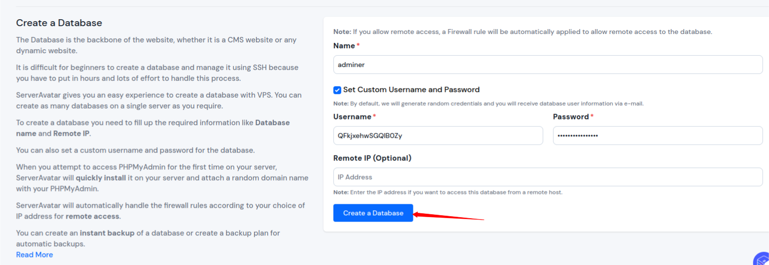 Install and Setup Adminer DB on Cloud using ServerAvatar