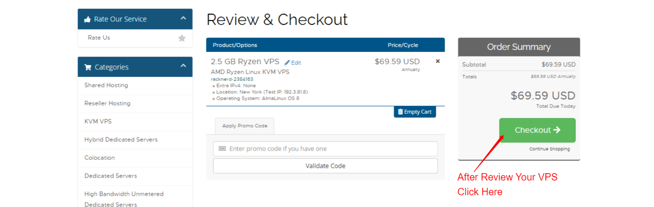 Create a VPS in Racknerd