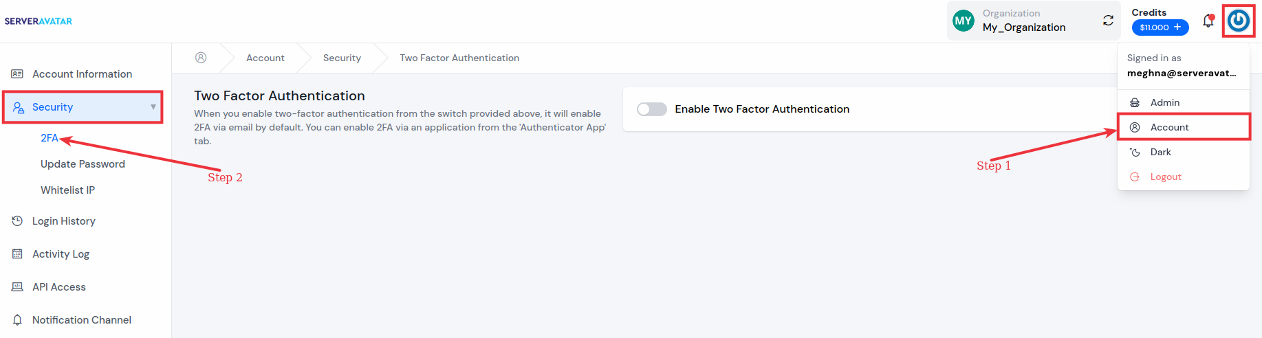 Enable Two-Factor Authentication