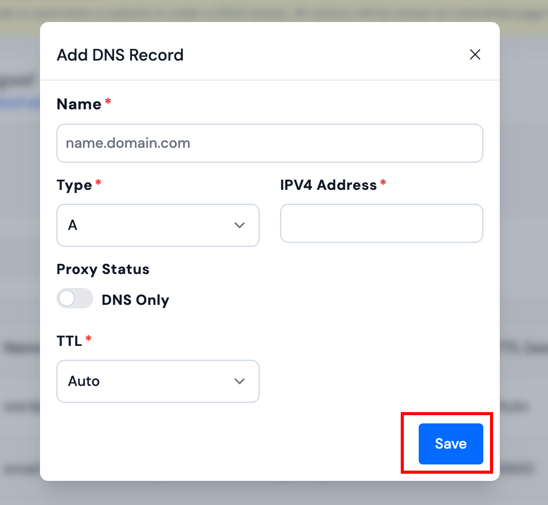 Add DNS Record Modal
