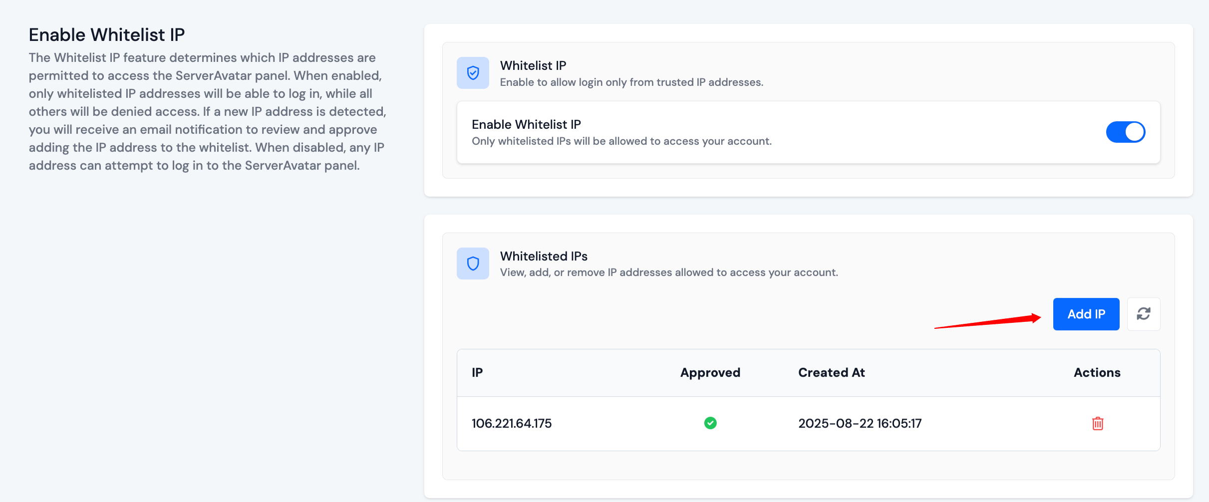 Enable Whitelist IP