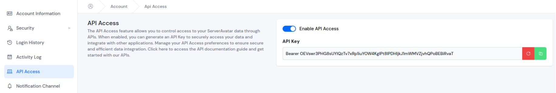 Enable or Disable API Access