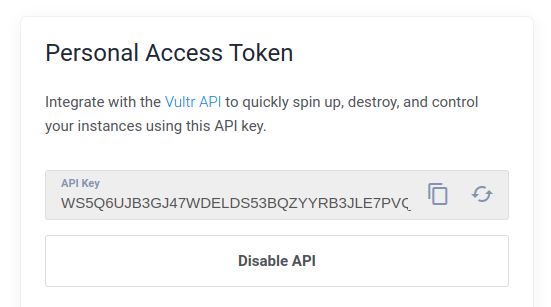 Vultr API Token