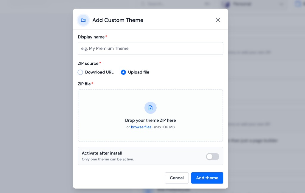 Add Custom Theme