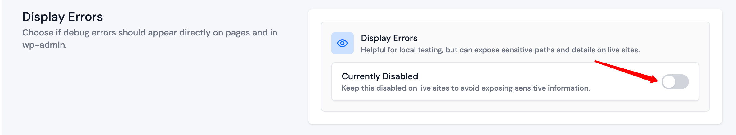 Display Errors section