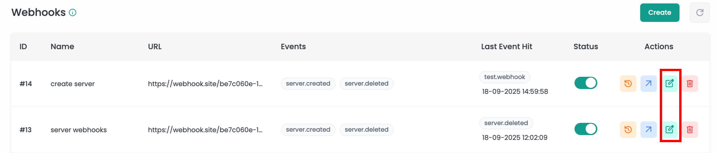 Edit Webhook