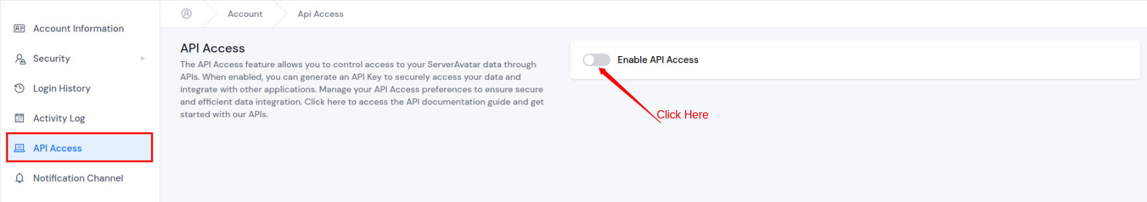 Enable or Disable API Access