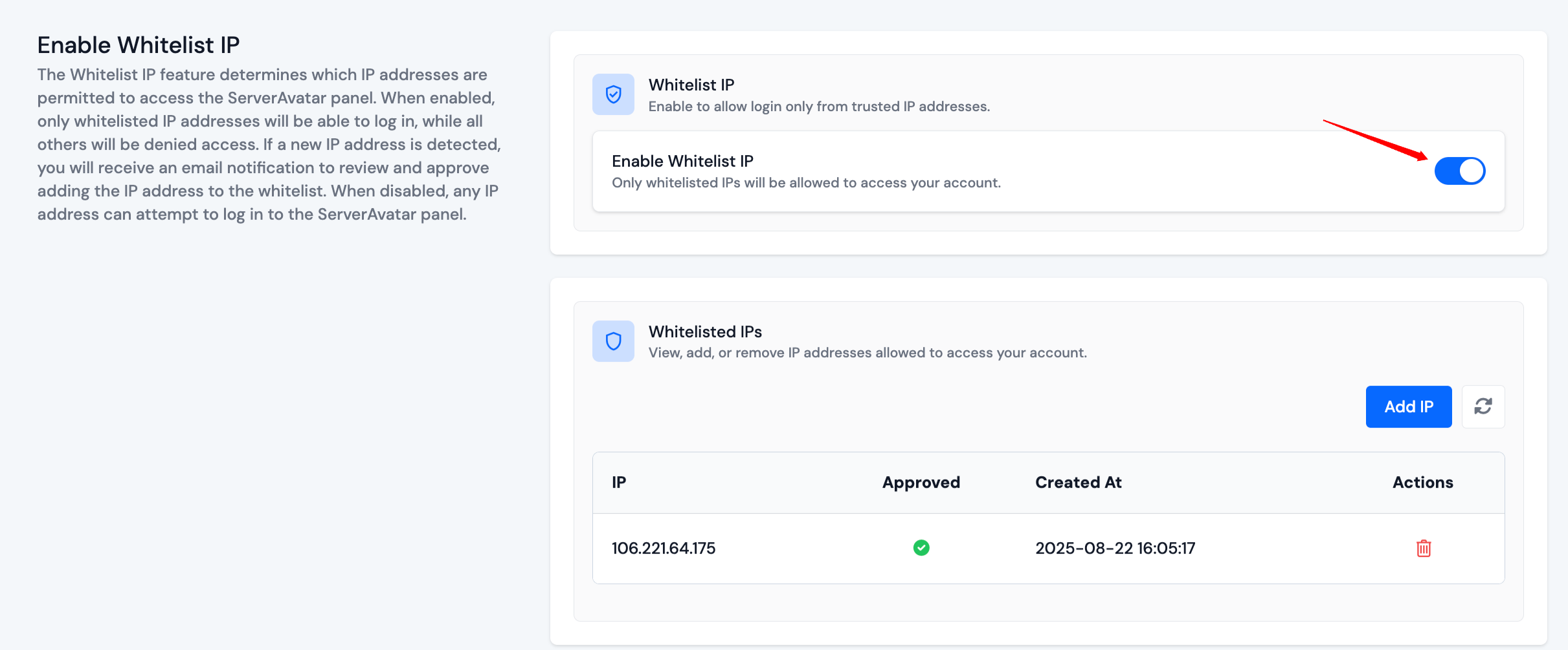 Enable Whitelist IP