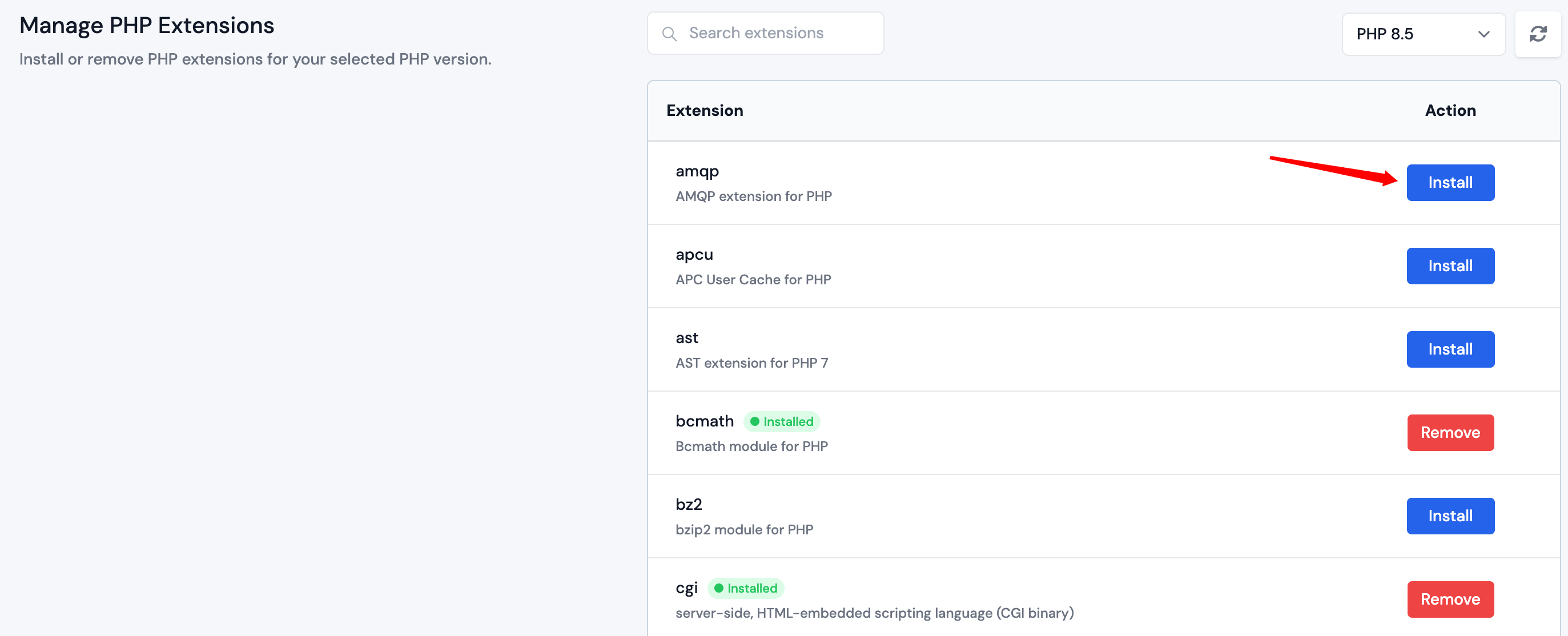 Install PHP extension Switch