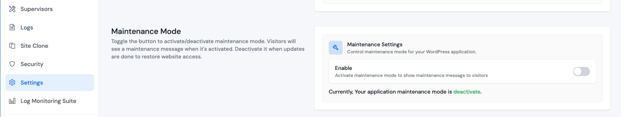 Maintenance Mode Disabled