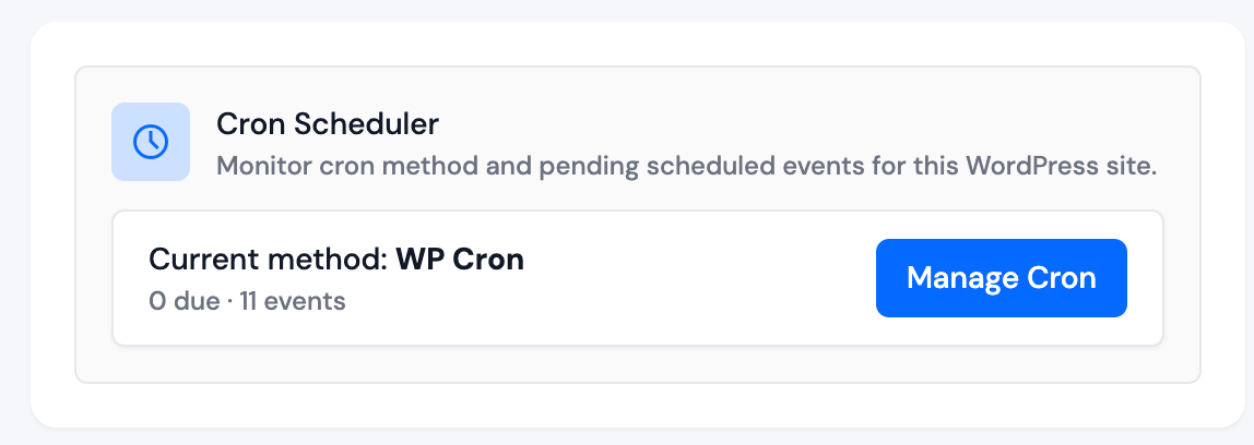 Overview Cron Scheduler card