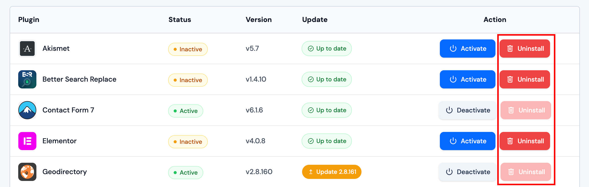 Uninstall plugin confirmation