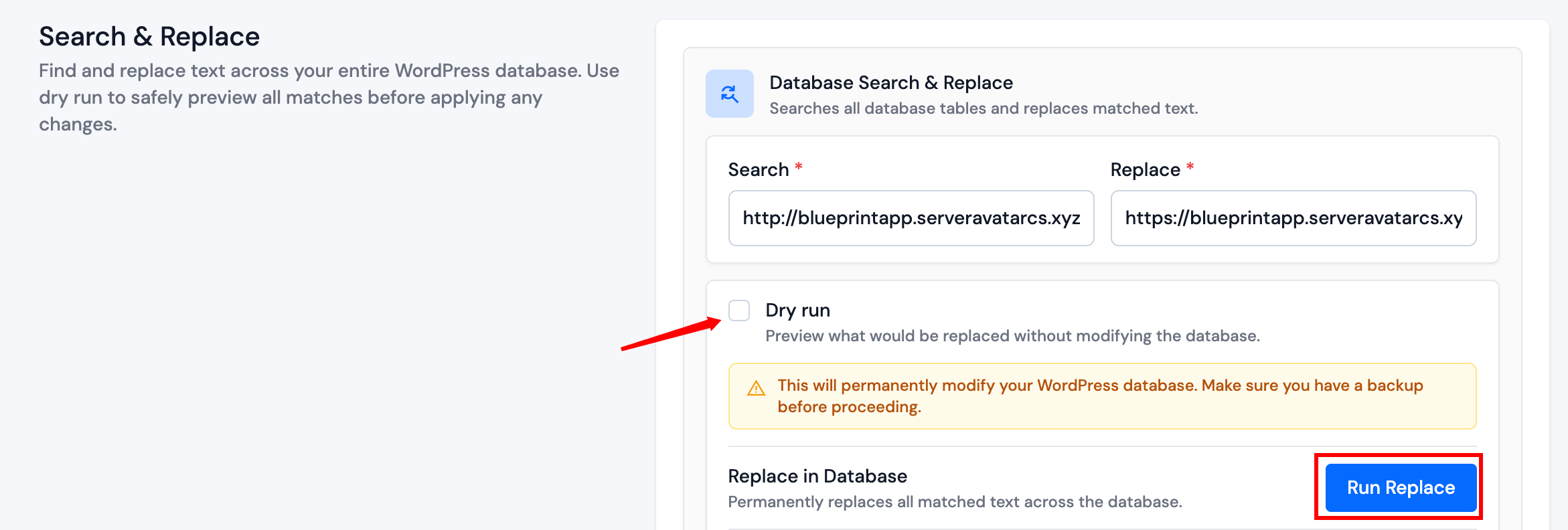 Search and Replace live replace