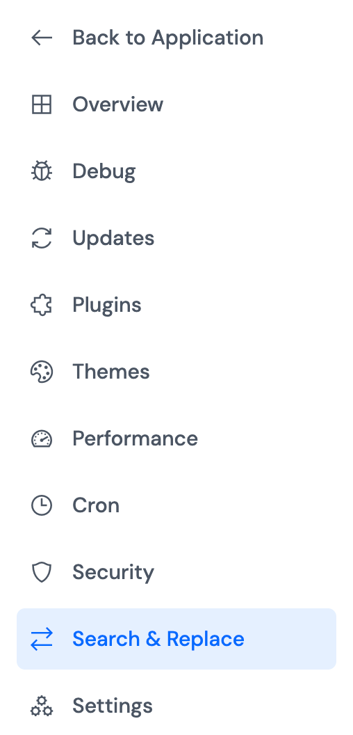 Search and Replace page