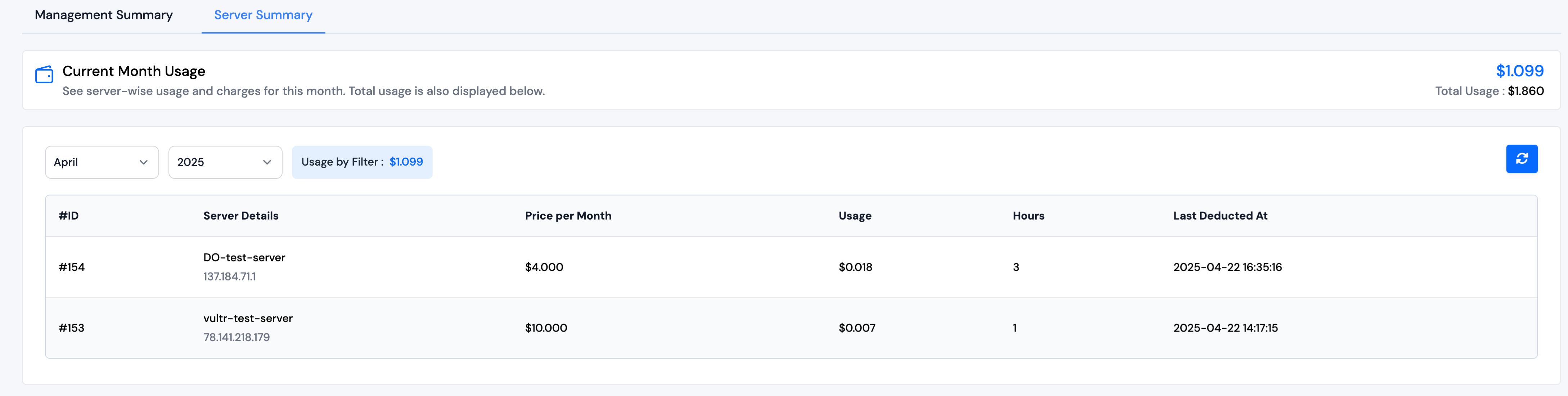 Server Credits Card
