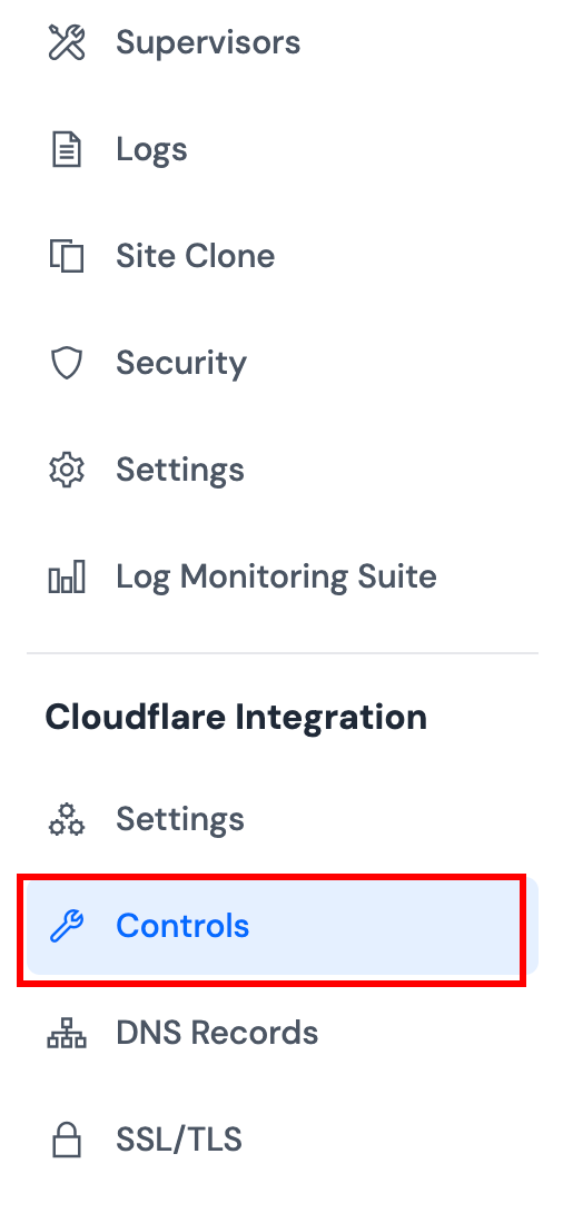 Cloudflare Integration Sidebar - Controls
