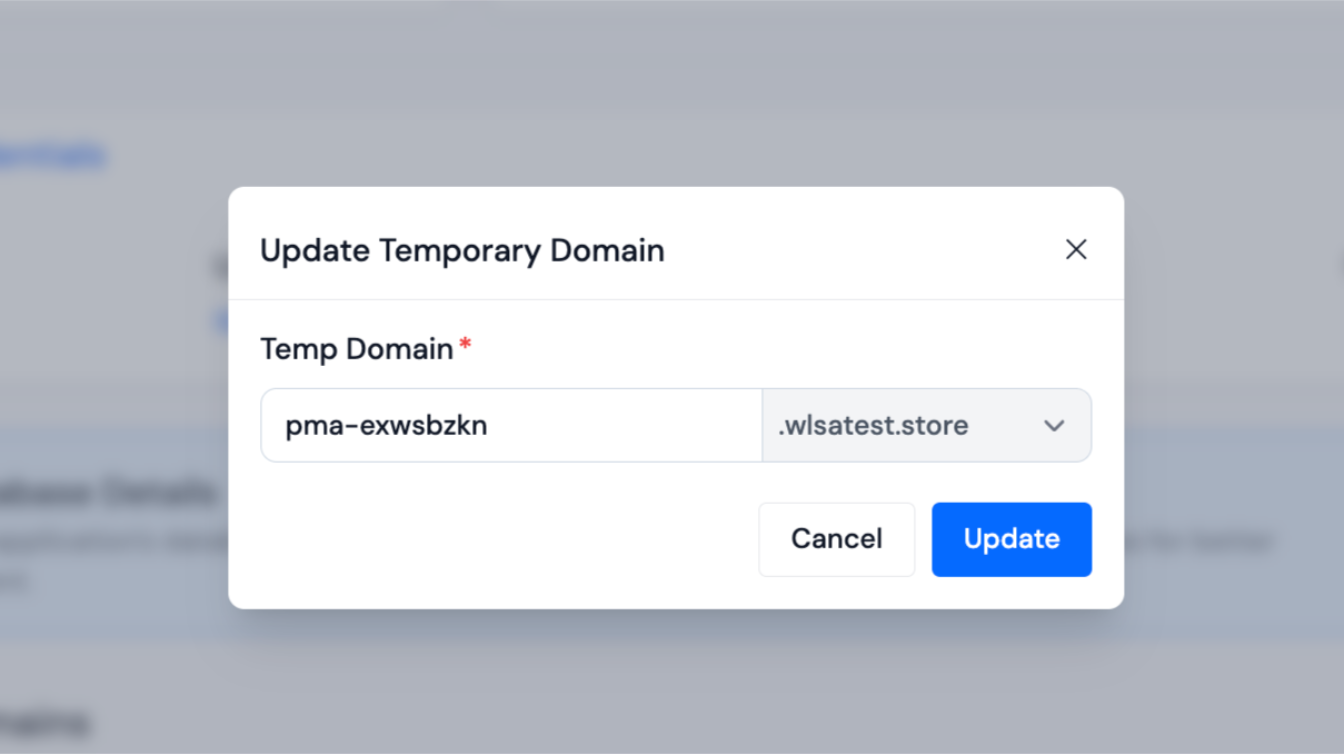 Update Temporary Domain Modal