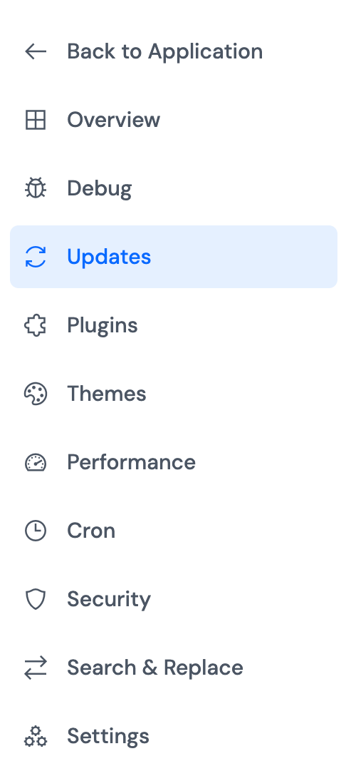 WP Toolkit Updates page