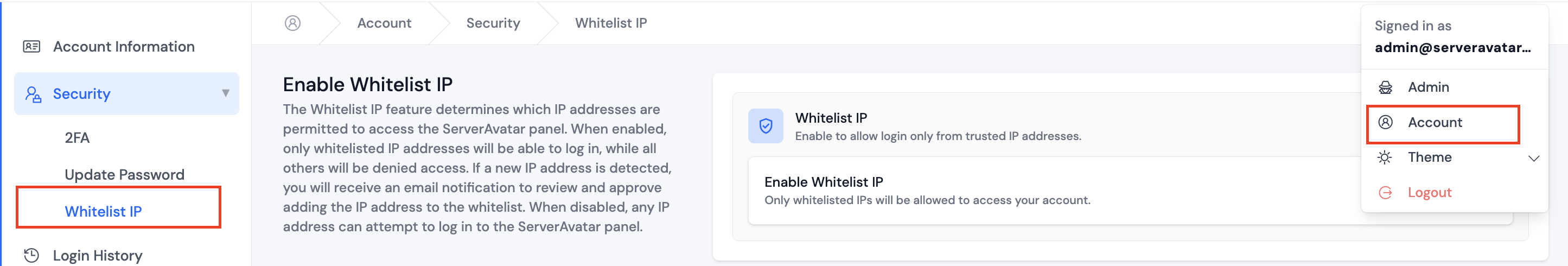 Enable Whitelist IP