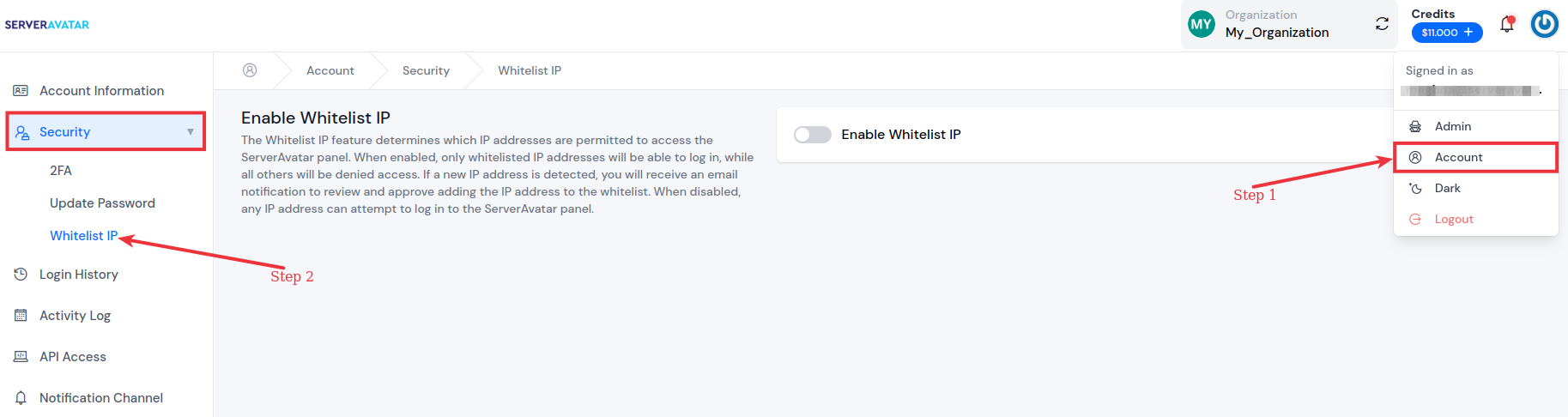 Enable Whitelist IP