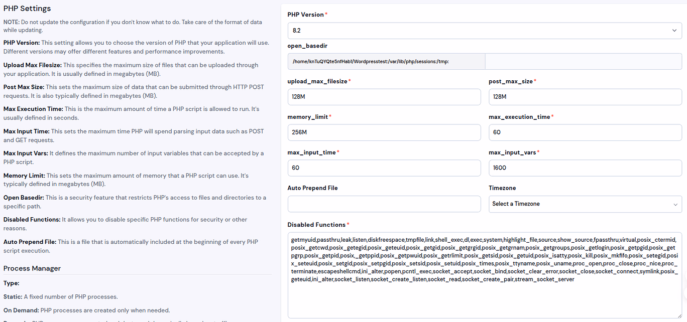 PHP Settings - ServerAvatar