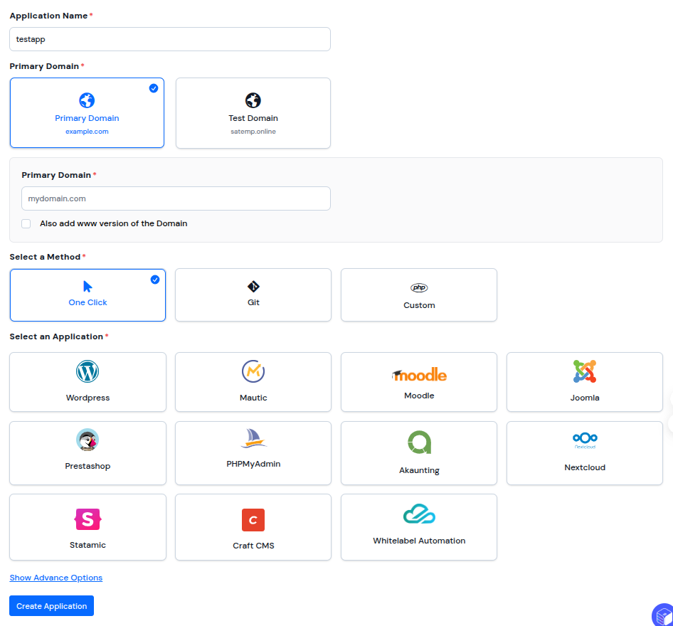 One-Click App Installation - ServerAvatar