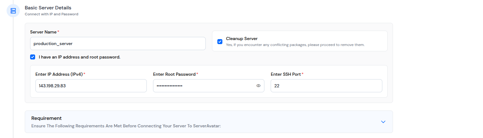 Ip Address and Root Password