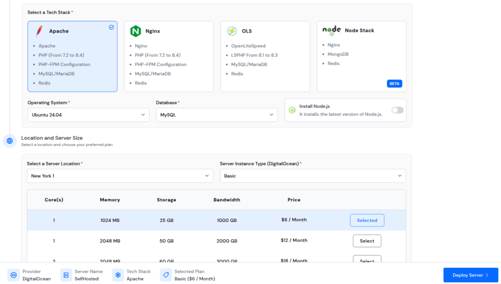 Select Tech Stack
