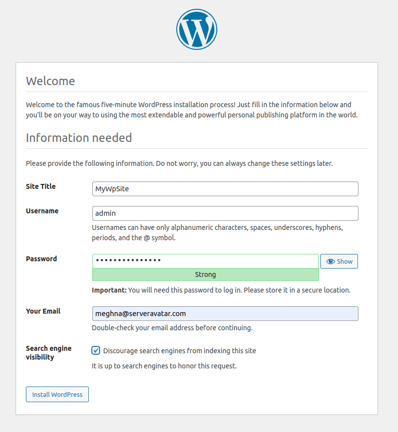 Give Site Title and User Name
