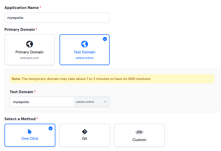 Enter Application Name 