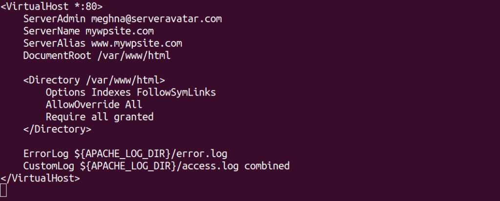 Virtual Host Config File