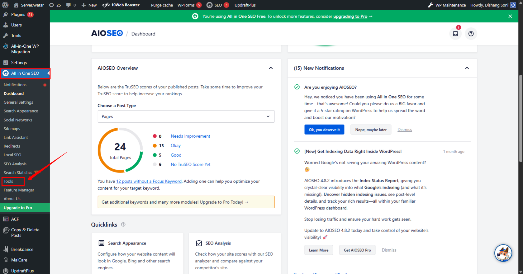 AIOSEO Dashboard