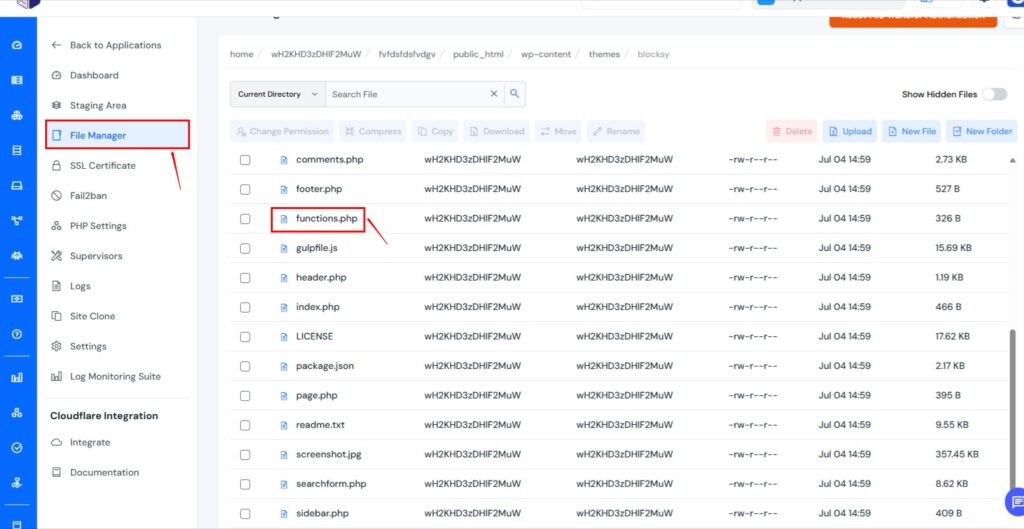 Change Password via File Manager