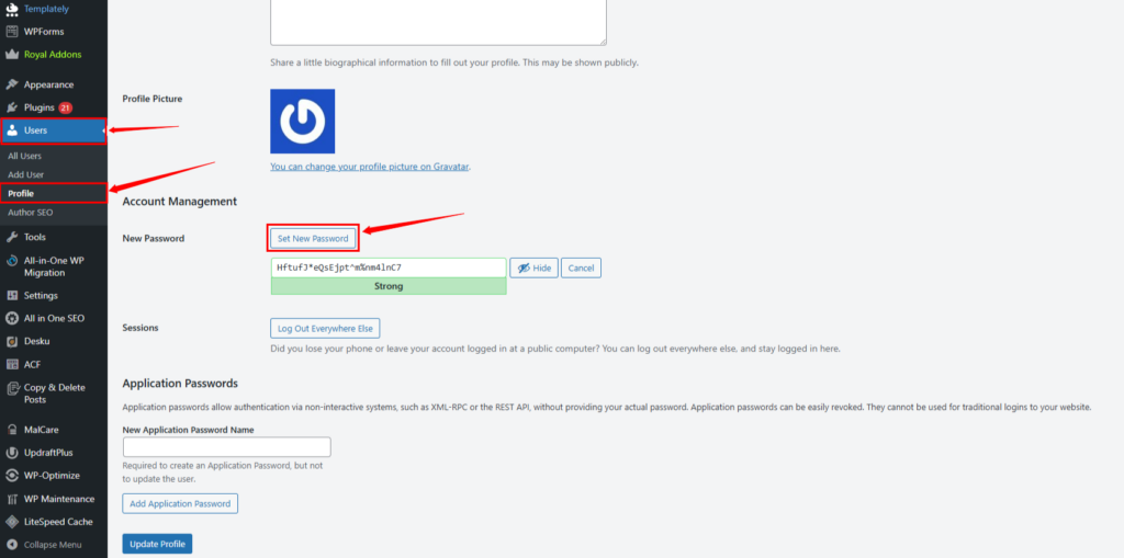 Change WordPress Passwords
