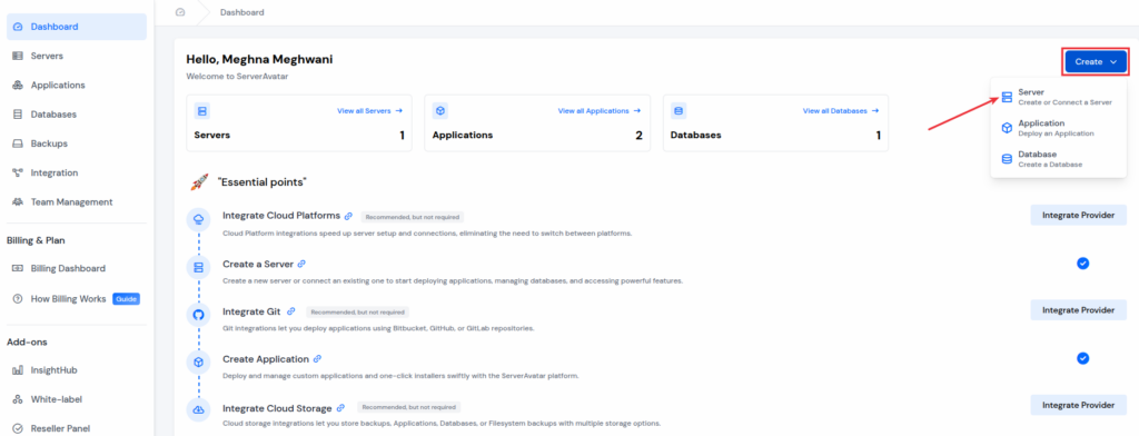 ServerAvatar Dashboard