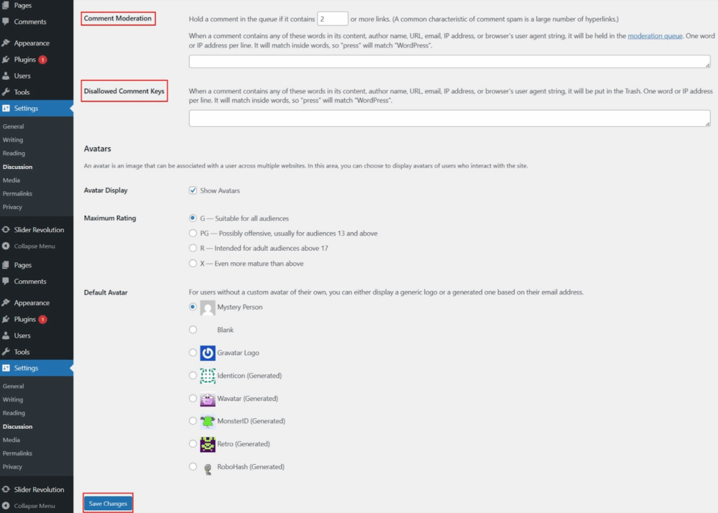 Comment Blacklist