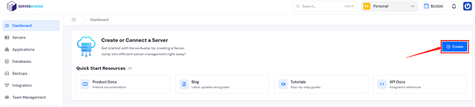 serverAvatar Dashboard