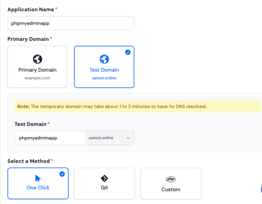 One Click Application