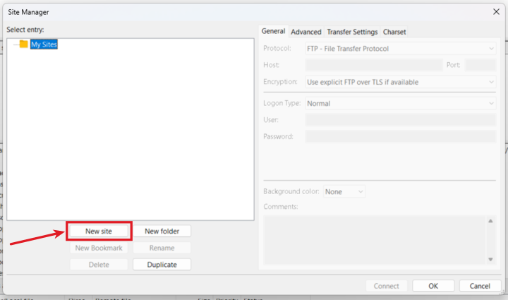 Create New Site