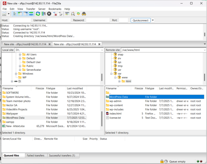 Transfer File to WordPess