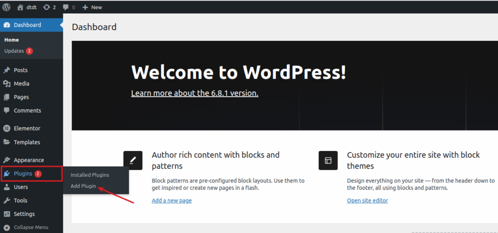 Wordpress Dashboard