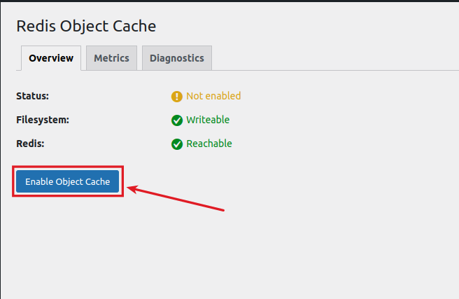 Enable Redis Object Cache