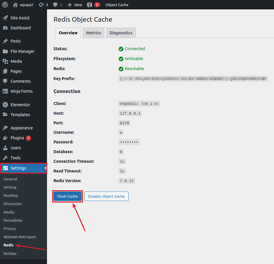Clear Radis Cache
