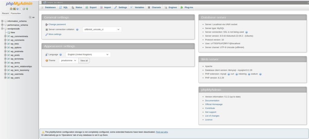 phpMyAdmin database