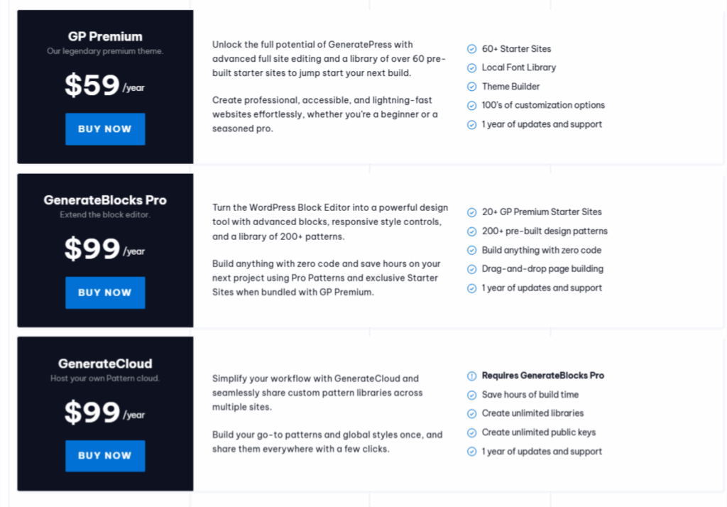 GeneratePress Theme Pricing